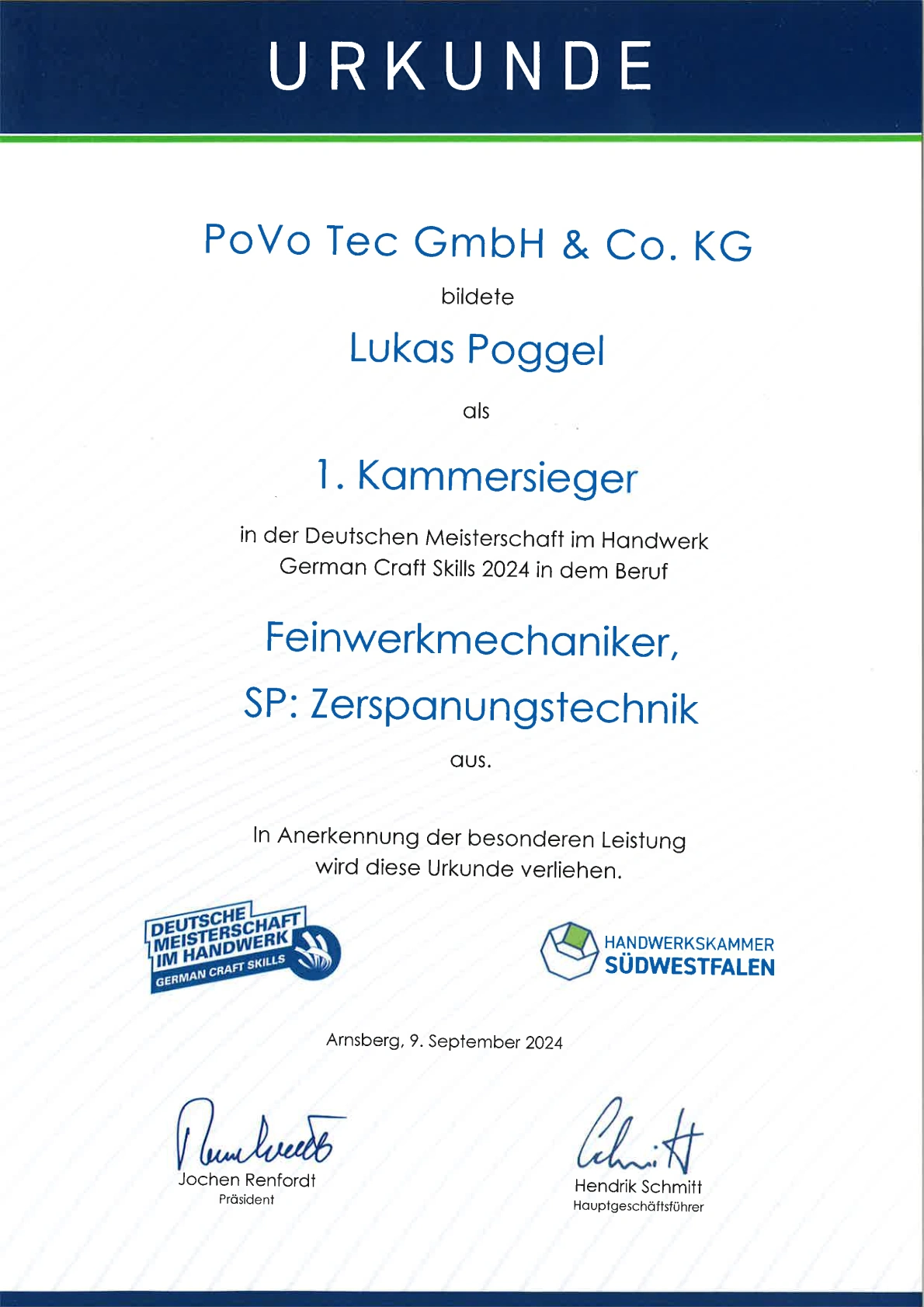 1. Kammersieger Lukas Poggel 2024
