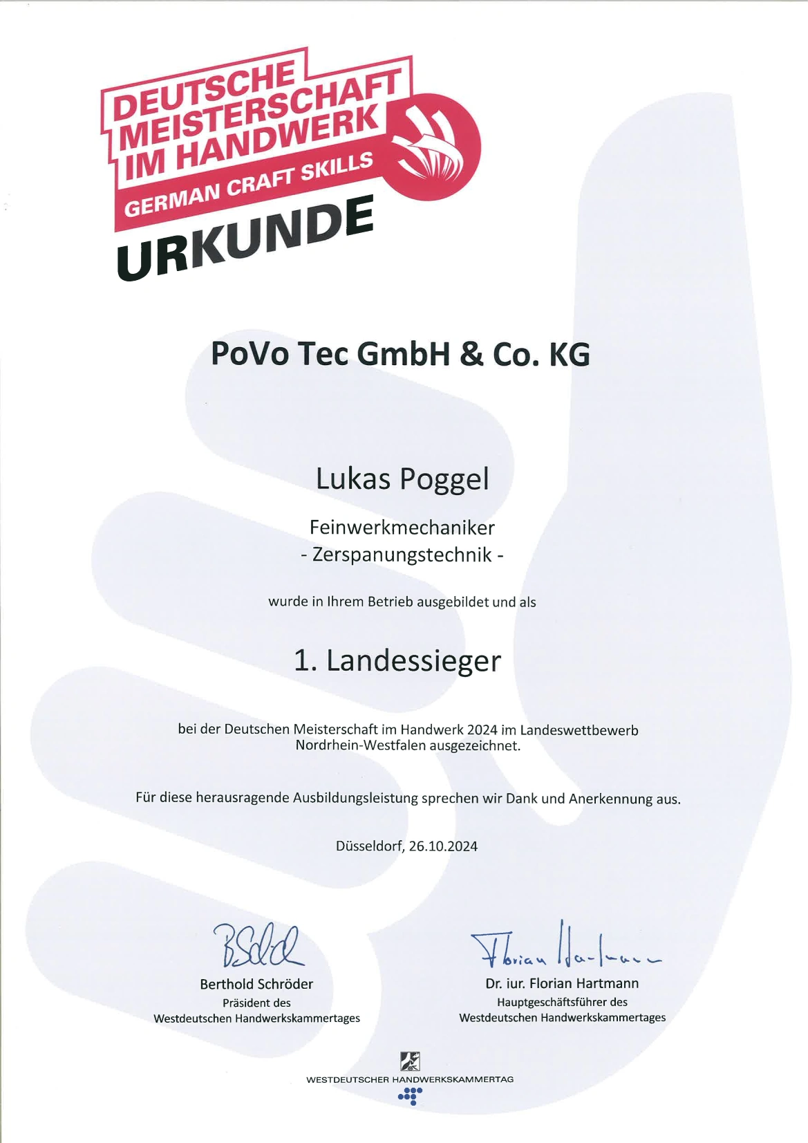 1. Landessieger NRW Lukas Poggel 2024